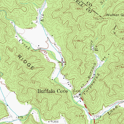 Topographic Map of Elk Branch, NC