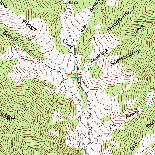 Topographic Map of Elk Hollow Branch, NC