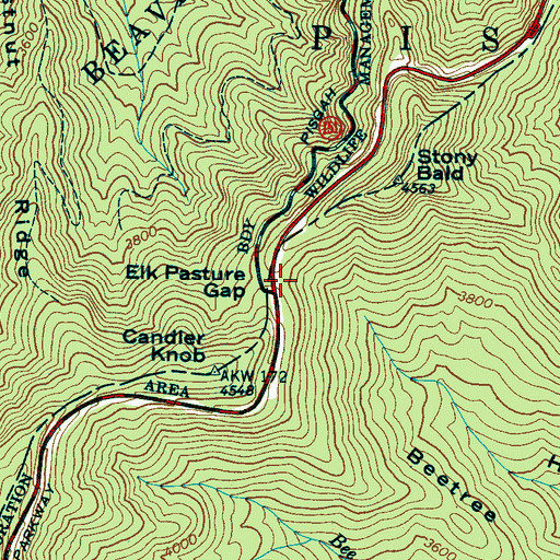 Topographic Map of Elk Pasture Gap, NC