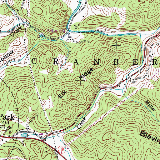 Topographic Map of Elk Ridge, NC
