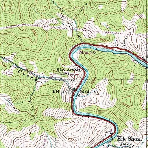 Topographic Map of Elk Shoal Cemetery, NC