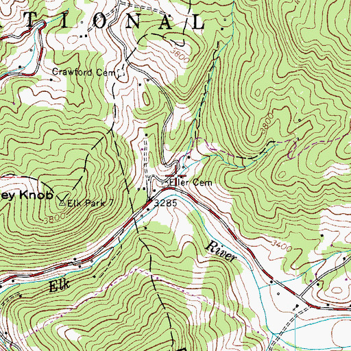 Topographic Map of Eller Cemetery, NC