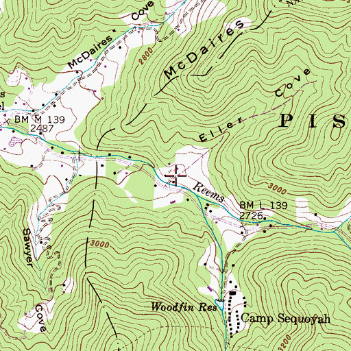 Topographic Map of Eller Cove, NC