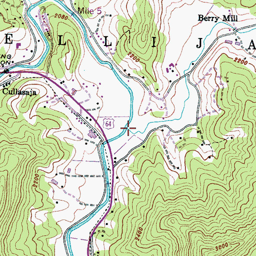Topographic Map of Ellijay Creek, NC