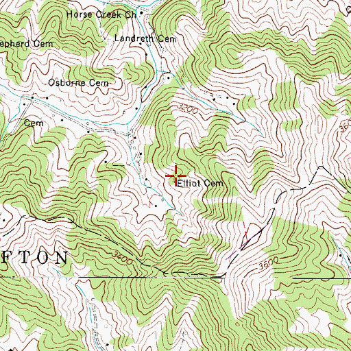 Topographic Map of Elliot Cemetery, NC
