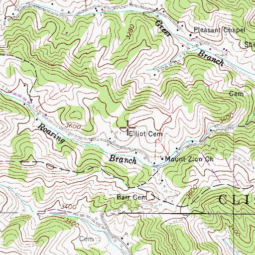 Topographic Map of Elliot Cemetery, NC