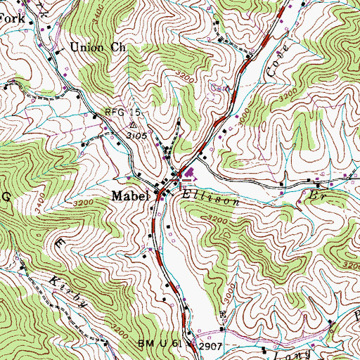 Topographic Map of Ellison Branch, NC