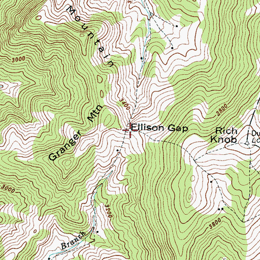 Topographic Map of Ellison Gap, NC