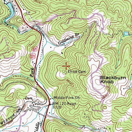 Topographic Map of Elrod Cemetery, NC