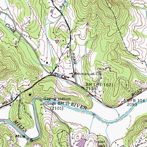 Topographic Map of Emmanuel Church, NC
