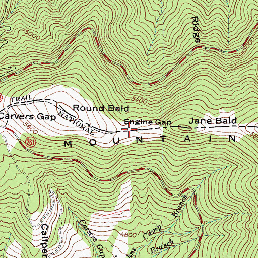Topographic Map of Engine Gap, NC