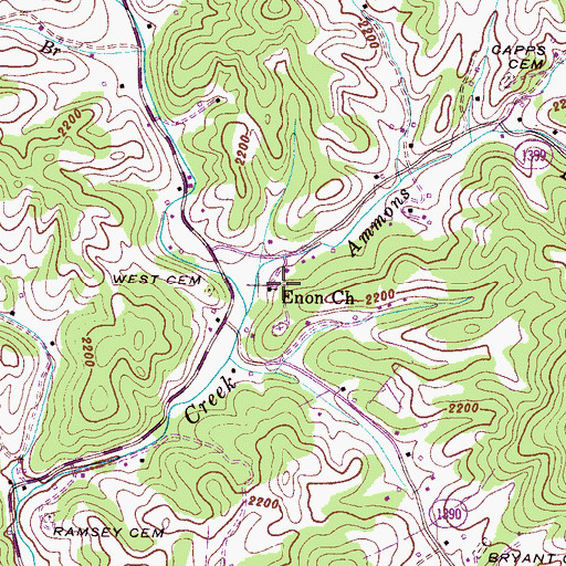 Topographic Map of Enon Church, NC