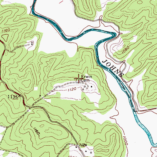 Topographic Map of Erwin Cemetery, NC