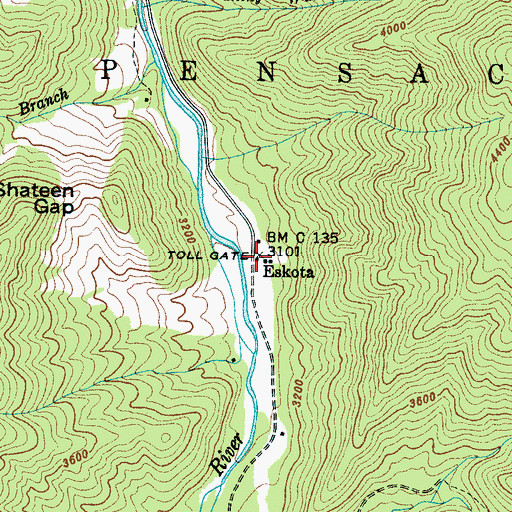 Topographic Map of Eskota, NC