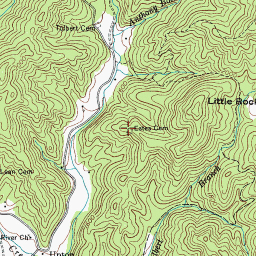 Topographic Map of Estes Cemetery, NC