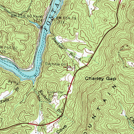 Topographic Map of Euchella Church, NC