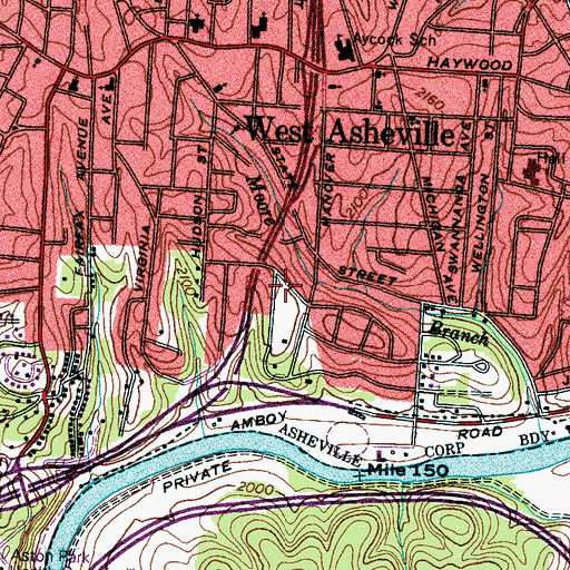 Topographic Map of Eugene Rankin School, NC