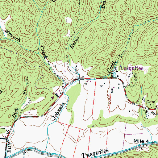 Topographic Map of Evans Branch, NC