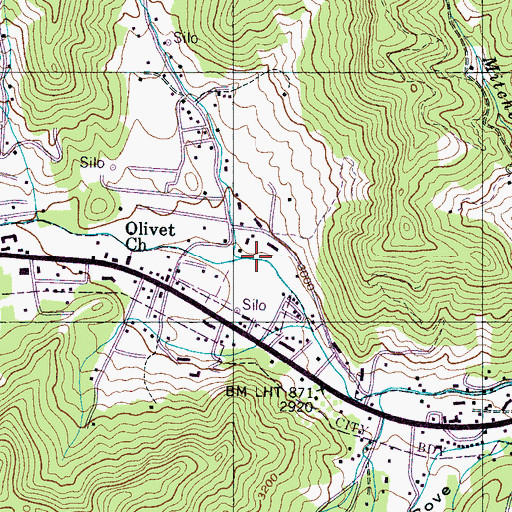 Topographic Map of Evans Branch, NC