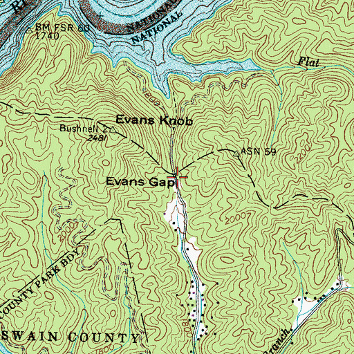 Topographic Map of Evans Gap, NC