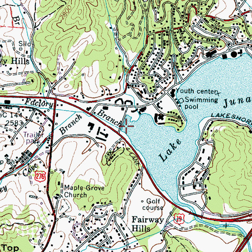 Topographic Map of Factory Branch, NC