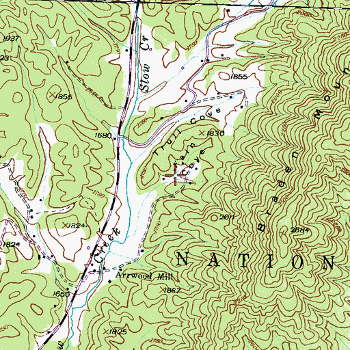 Topographic Map of Fain Cove, NC