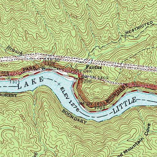 Topographic Map of Fairfax, NC
