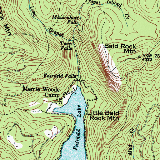 Topographic Map of Fairfield Falls, NC