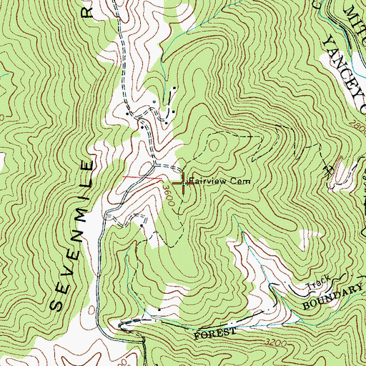 Topographic Map of Fairview Cemetery, NC