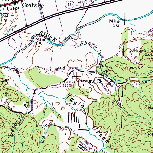 Topographic Map of Fairview Church, NC