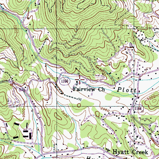 Topographic Map of Fairview Church, NC