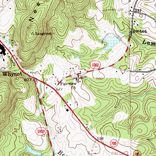 Topographic Map of Fairview Church, NC