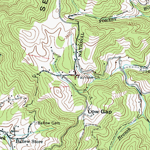 Topographic Map of Fairview Church, NC