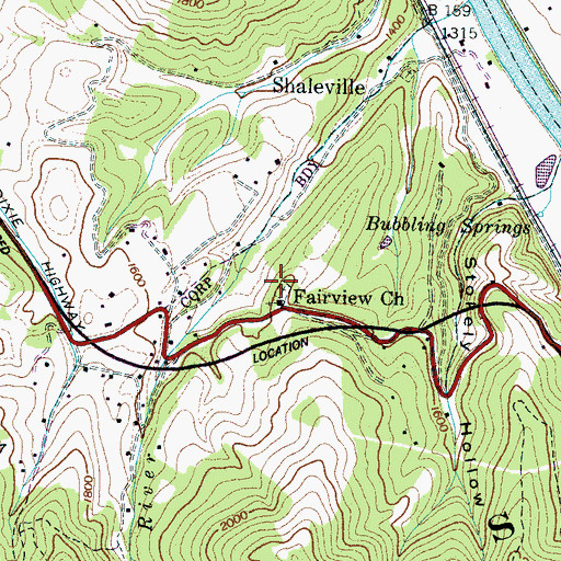 Topographic Map of Fairview Church, NC
