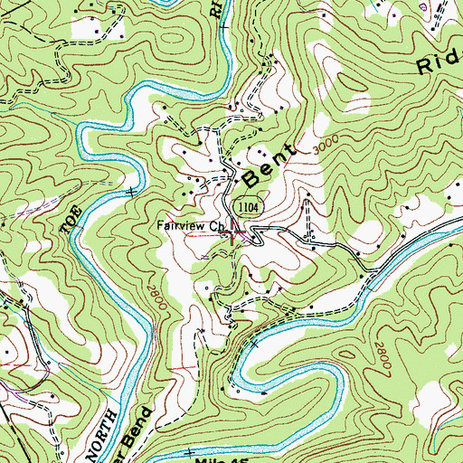 Topographic Map of Fairview Church, NC
