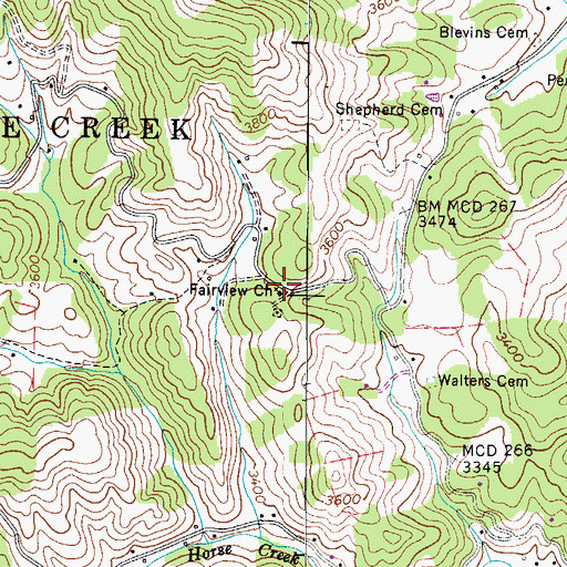 Topographic Map of Fairview Church, NC