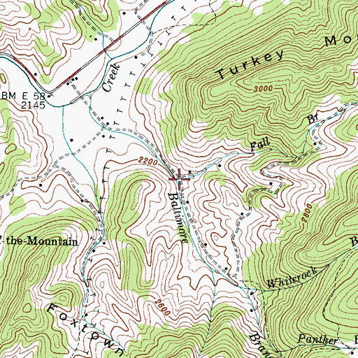 Topographic Map of Fall Branch, NC