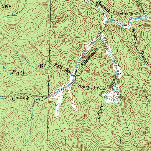 Topographic Map of Fall Branch, NC