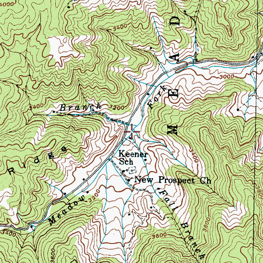 Topographic Map of Fall Branch, NC