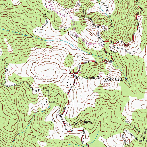 Topographic Map of Fall Creek Church, NC