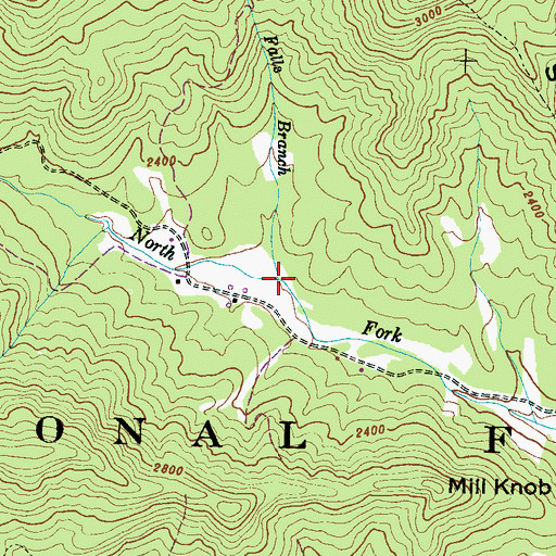 Topographic Map of Falls Branch, NC