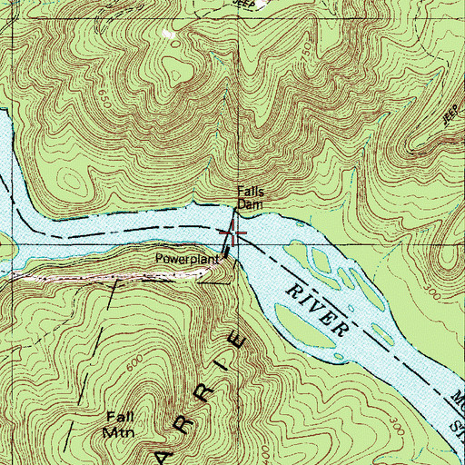 Topographic Map of Falls Dam, NC