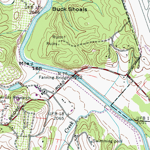 Topographic Map of Fanning Bridge, NC