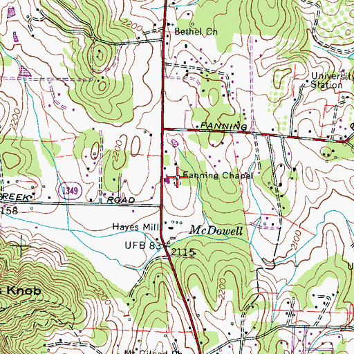 Topographic Map of Fanning Chapel, NC