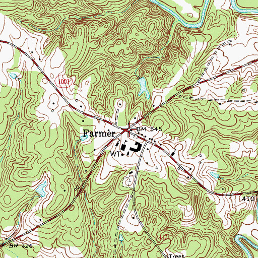 Topographic Map of Farmer, NC