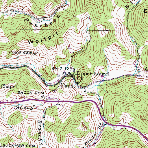 Topographic Map of Faust, NC
