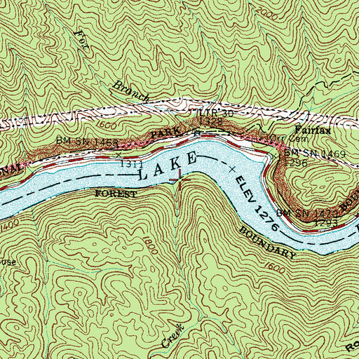 Topographic Map of Fax Creek, NC