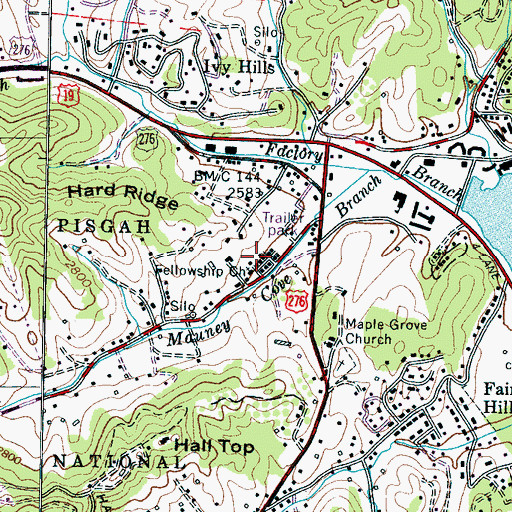 Topographic Map of Fellowship Church, NC