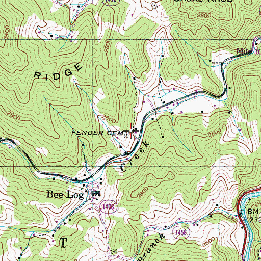 Topographic Map of Fender Cemetery, NC