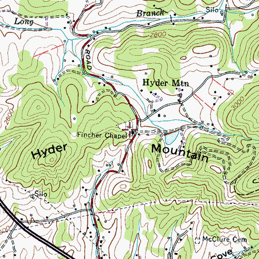 Topographic Map of Fincher Chapel, NC